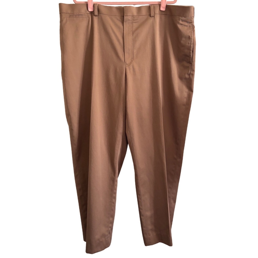 LL Bean Classic Fit Chino Pants Mens 44 Tan Brown Flat Front Khaki Trousers